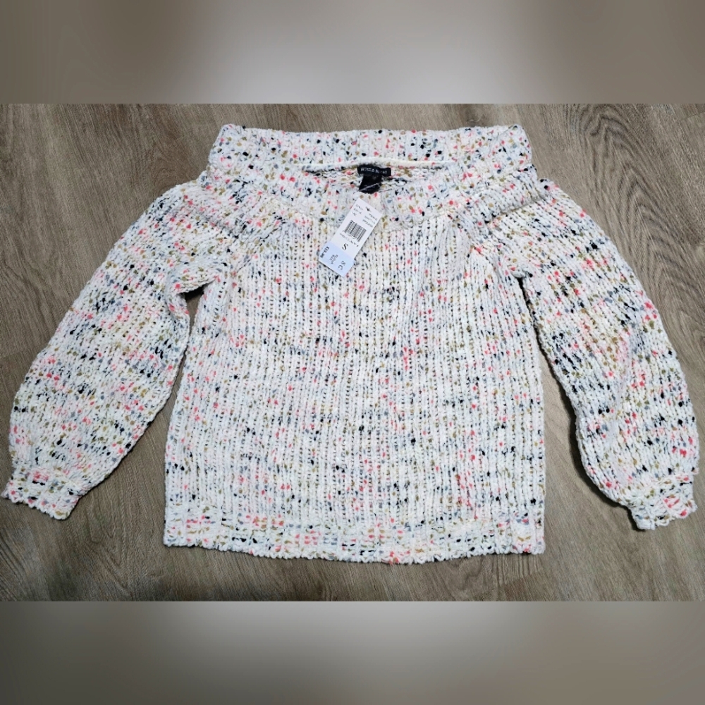 Off-the-Shoulder Multicolor Knit Sweater
